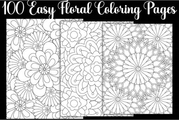 Easy Floral Coloring Pages Graphic by Pixvera · Creative Fabrica