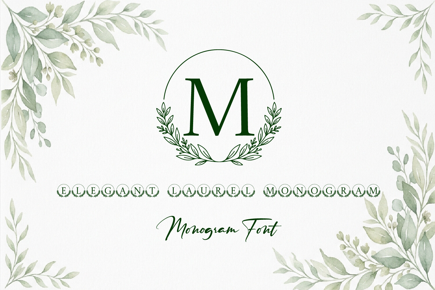Elegant Floral Monogram font preview in a floral monogram style