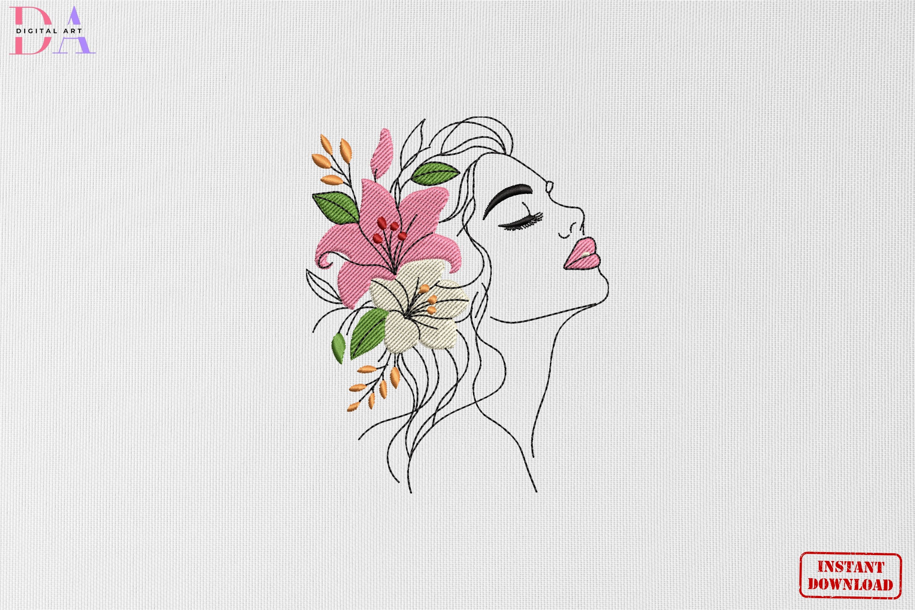 Elegant Floral Woman Face