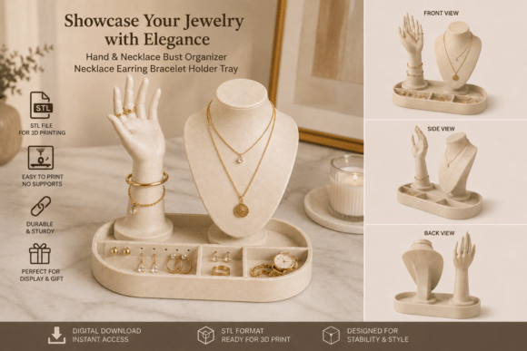Elegant Jewelry Holder STL File - 3D Printable Organizer - Image 1