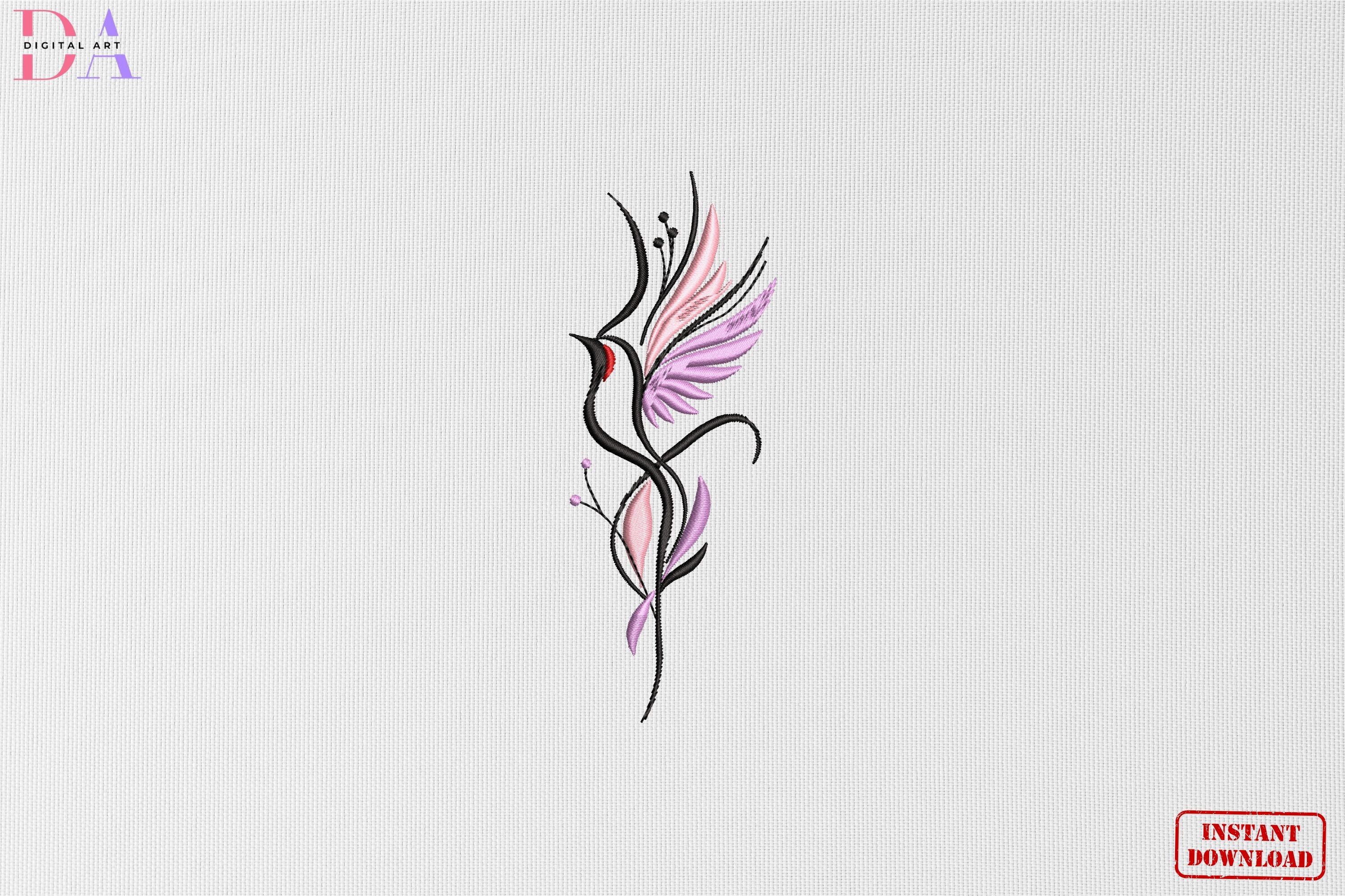 Elegant Pink Bird Floral