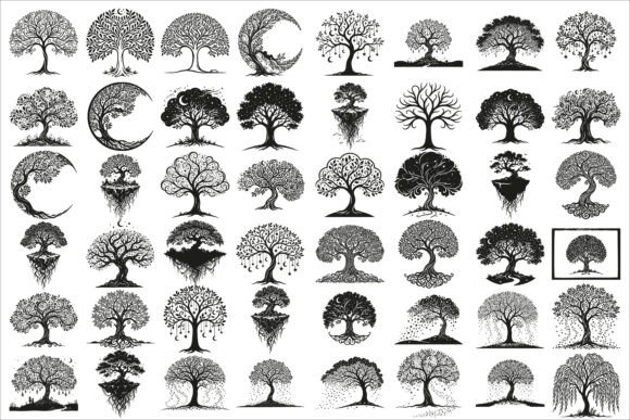 Elegant Dream Tree Silhouette Design Illustration Artisanat Par Amazin_art