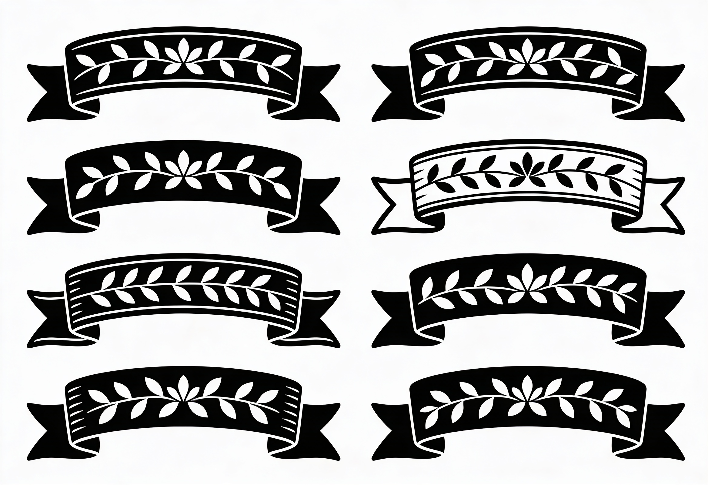 Floral Banners SVG Clipart Vector