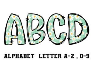 Floral Daisy Alphabet PNG Bundle a-Z 0-9 Graphic by superdong_nu ...