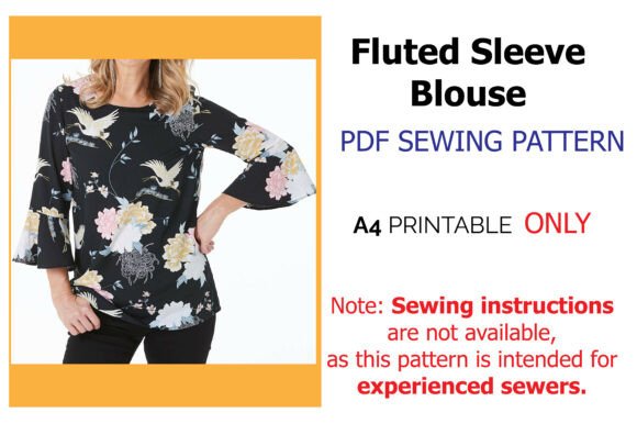 Fluted Sleeve Blouse Sewing Pattern PDF