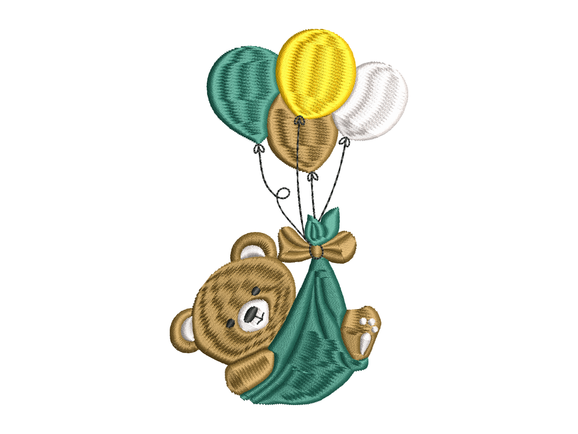 Flying Bear Balloon Embroidery