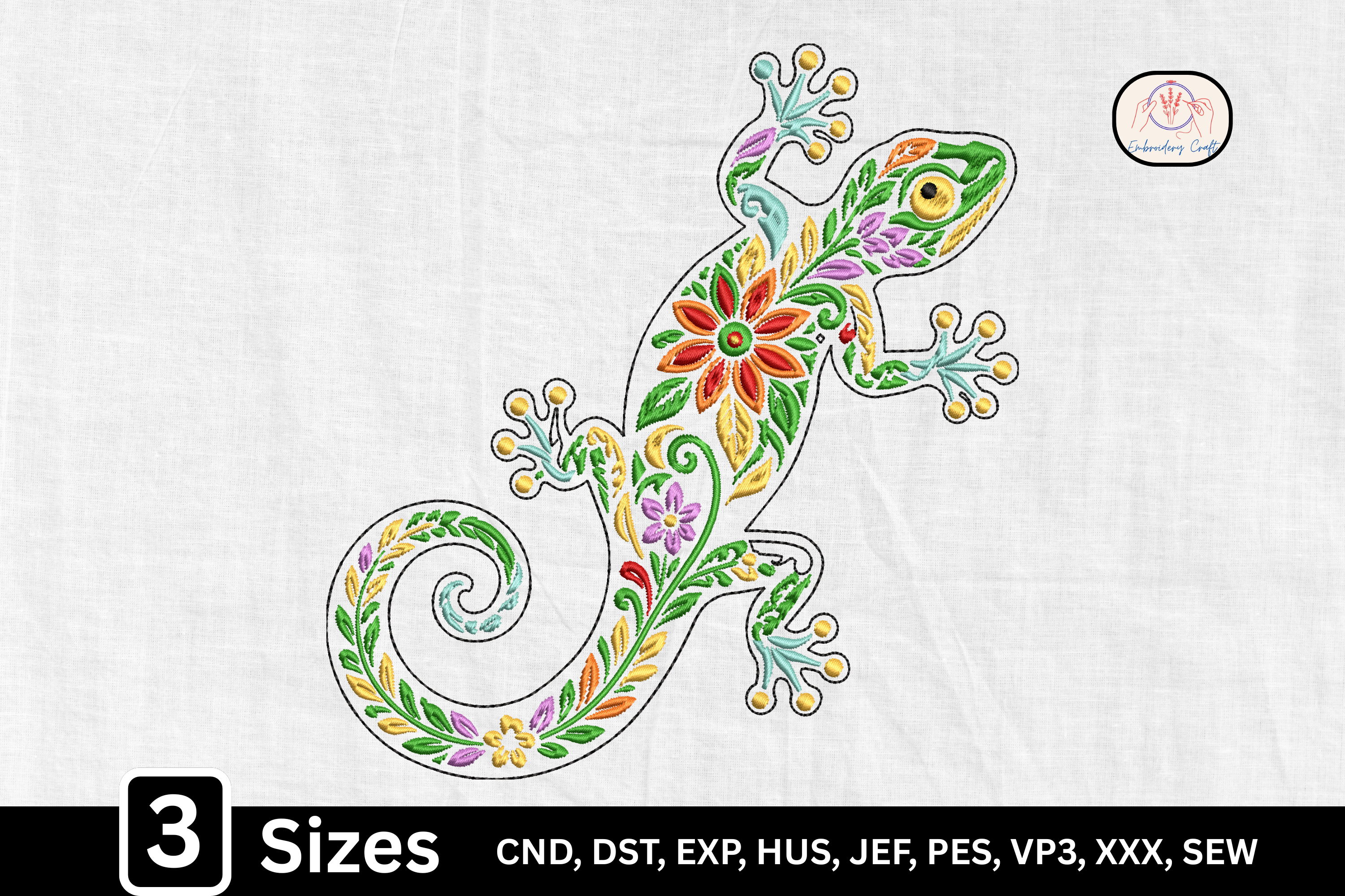 Folk Art Floral Gecko