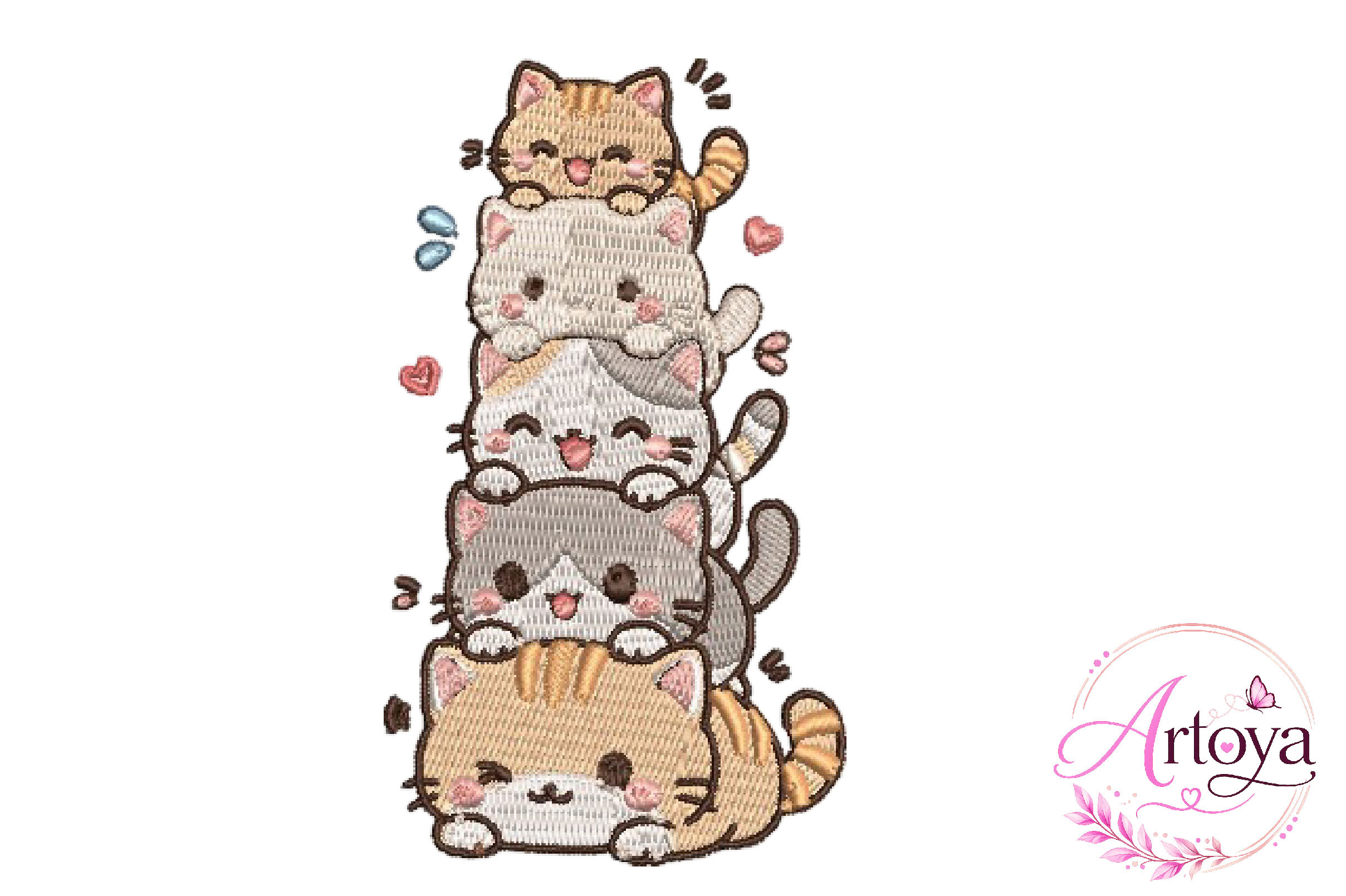 Funny Cats Embroidery Design