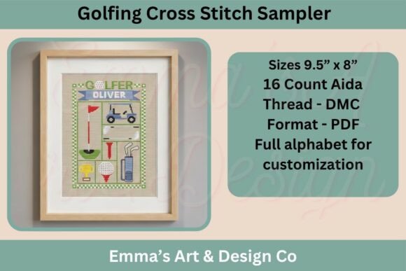 Golfing Cross Stitch Sampler