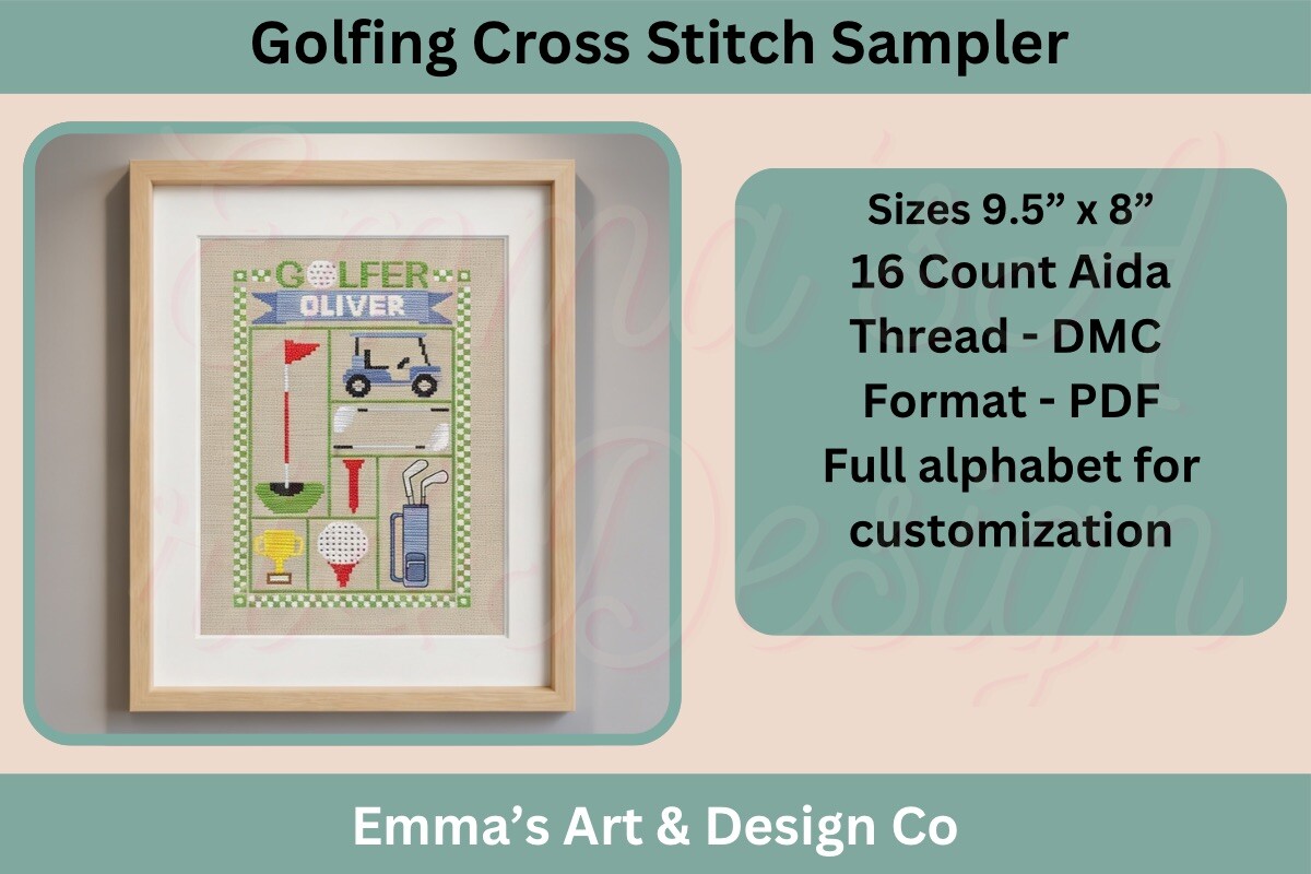Golfing Cross Stitch Sampler