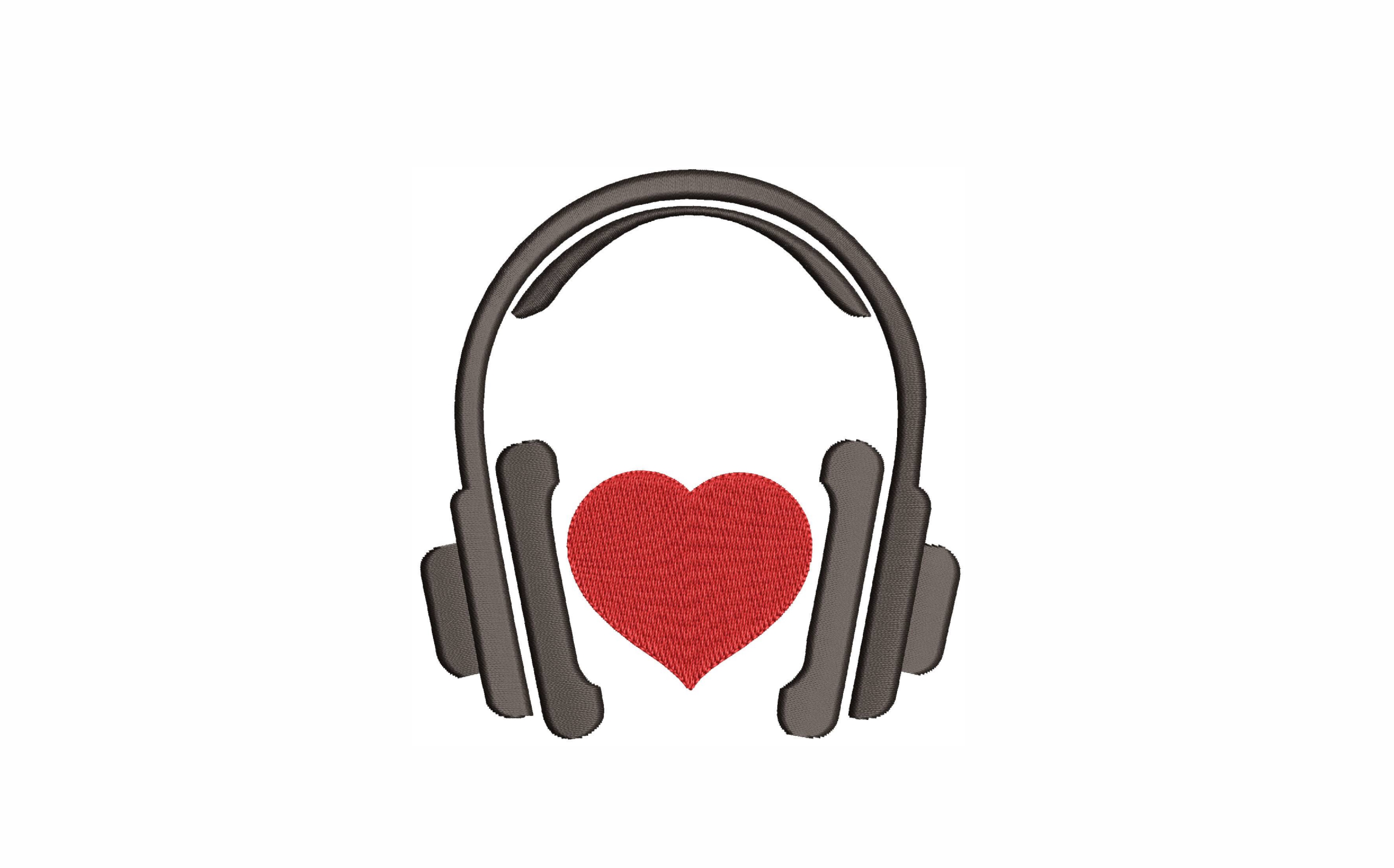 Headphones with Heart Machine Embroidery