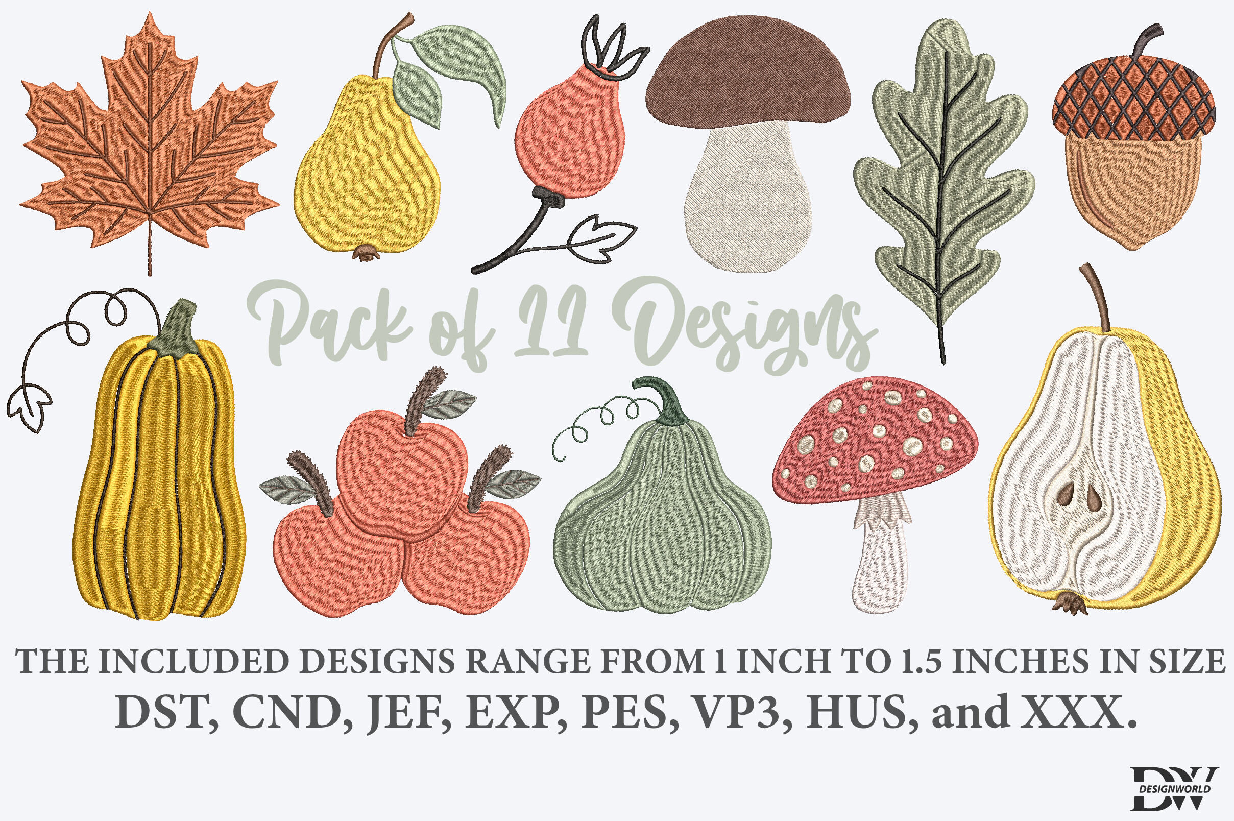 Hello Autumn Embroidery Design