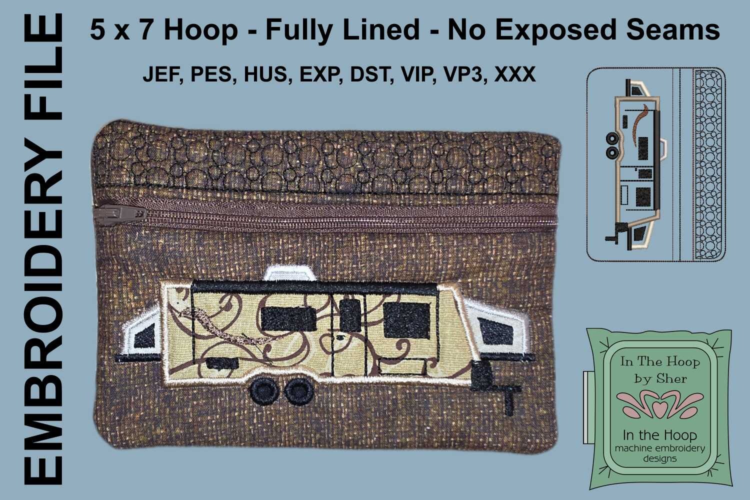 Hybrid Camper Zipper Bag - 5x7 Inch Hoop