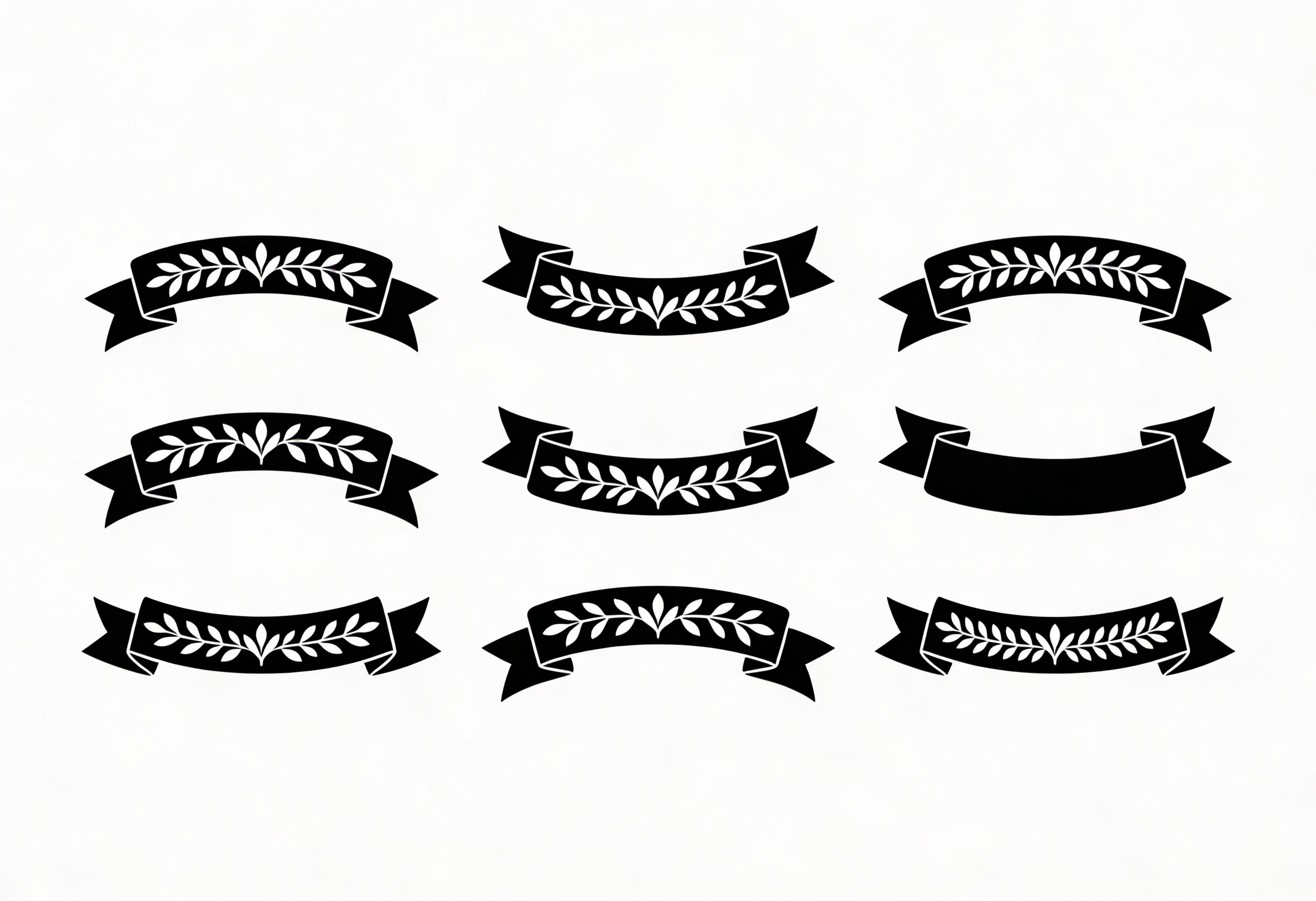 Laurel Wreath Ribbon SVG Clipart Bundle