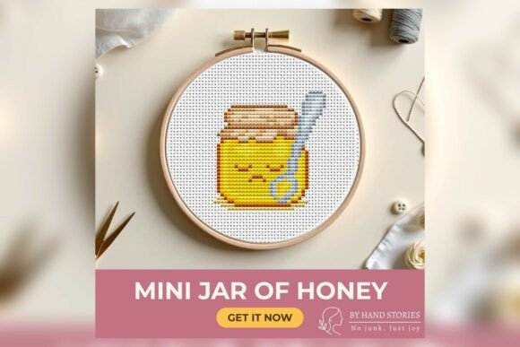 Mini Jar of Honey with a Spoon Cross Sti