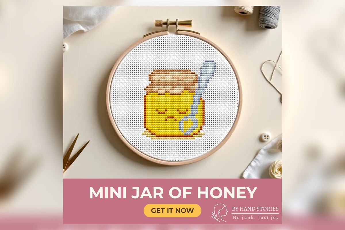 Mini Jar of Honey with a Spoon Cross Sti