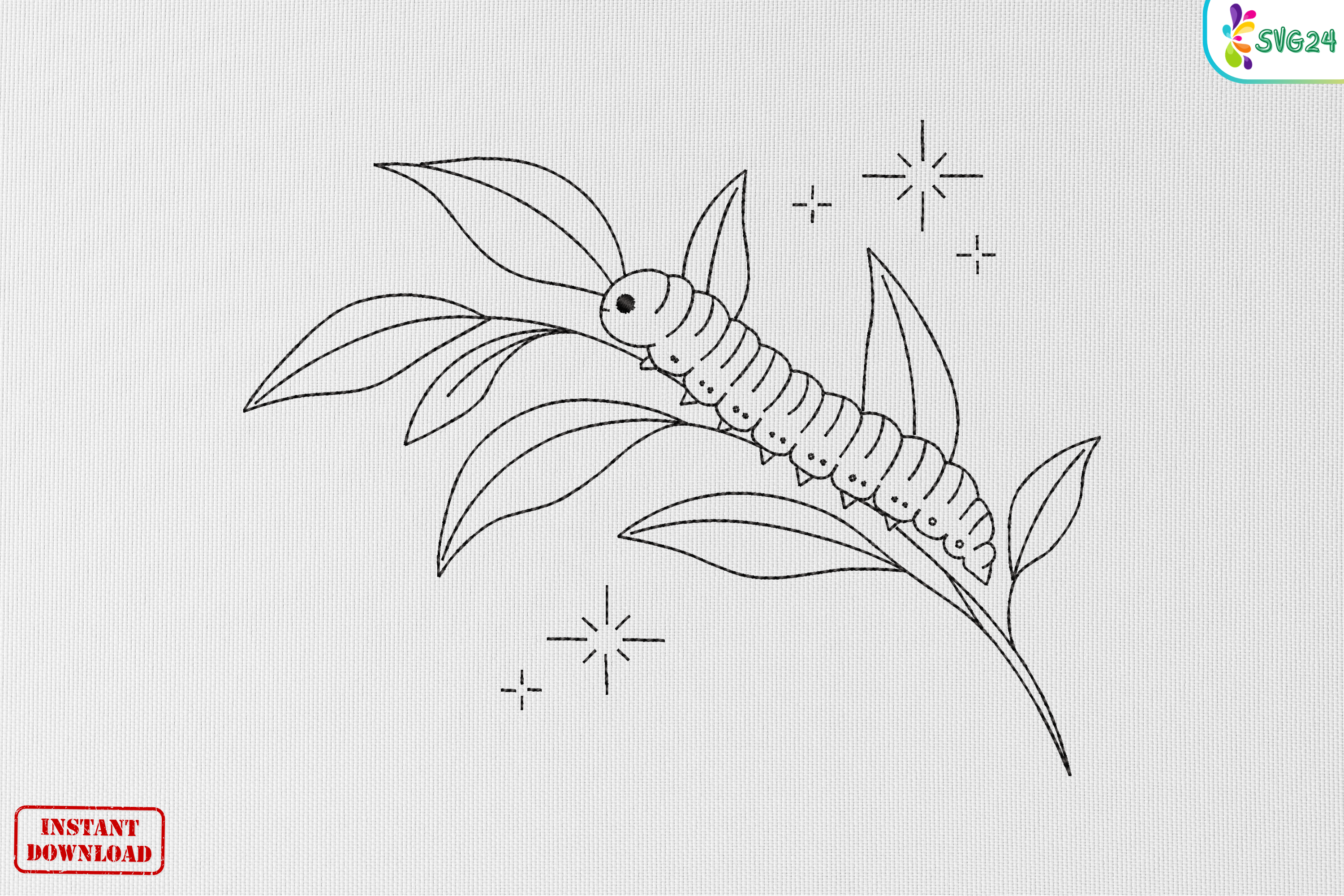 Minimal Leaf Caterpillar Art