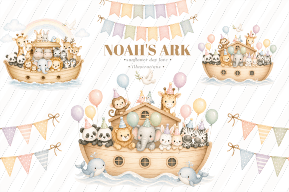 Noah’s Ark Birthday Baby Clipart