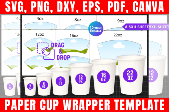 Paper Cup Wrapper Template Bundle Graphic Print Templates By freshzone228