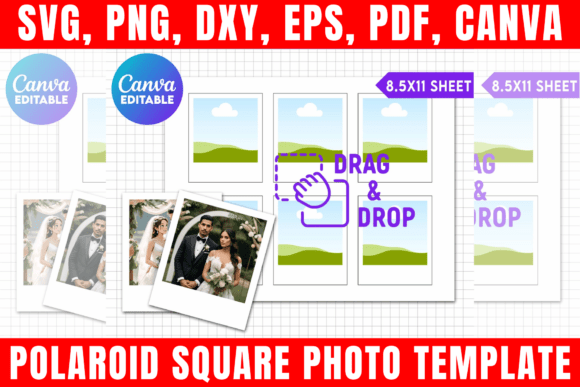 Editable square Polaroid photo Canva template for keepsakes and magnets