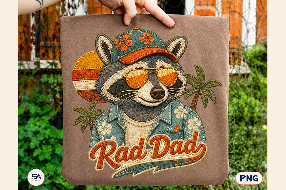 Rad Dad Raccoon Father's Day Patchwork T Graphic by SifuxArt · Creative ...