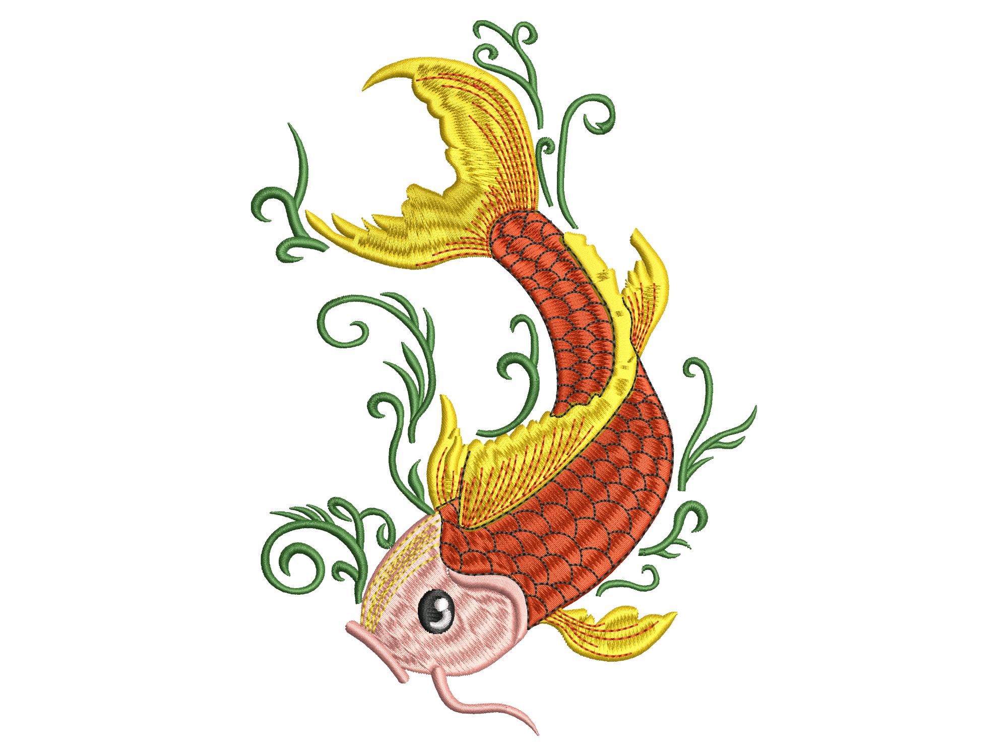 Red Koi Fish Embroidery