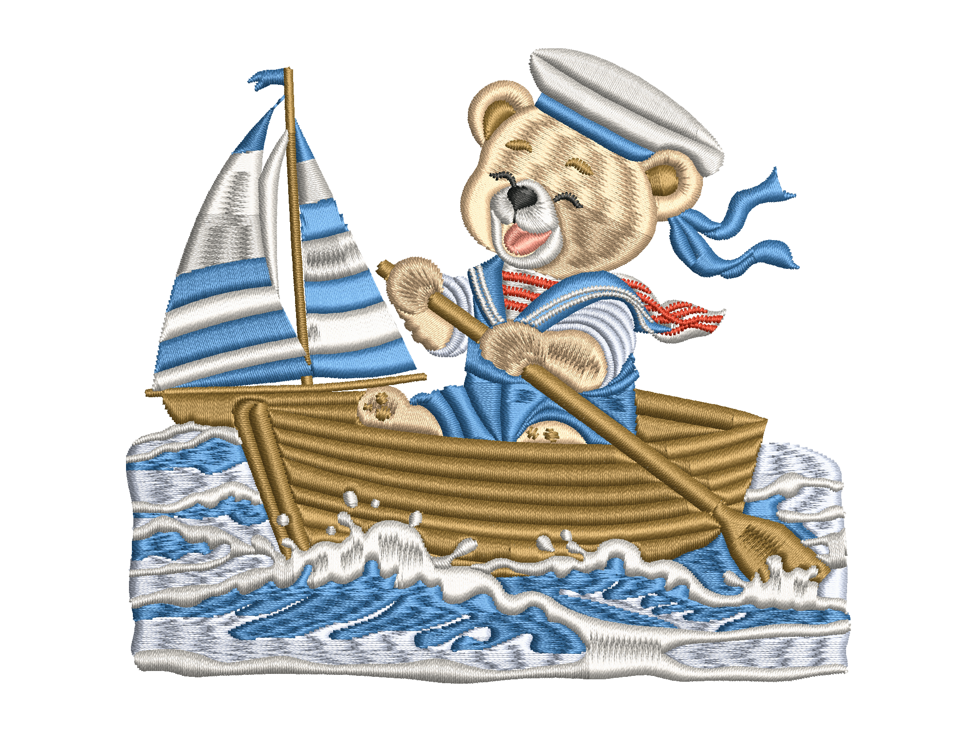 Sailor Bear Boat Embroidery