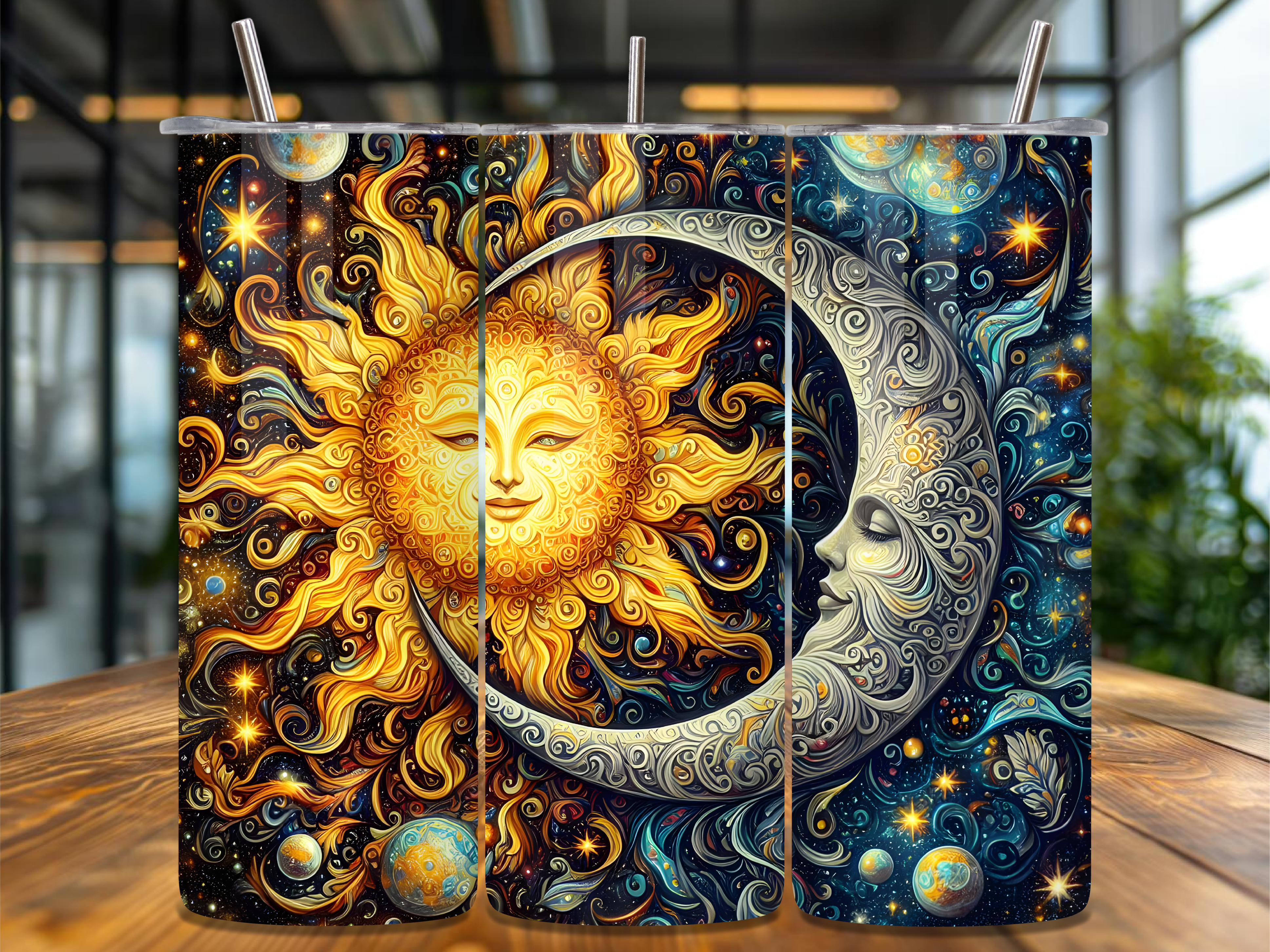 Sun and Moon Face Celestial Tumbler Wrap
