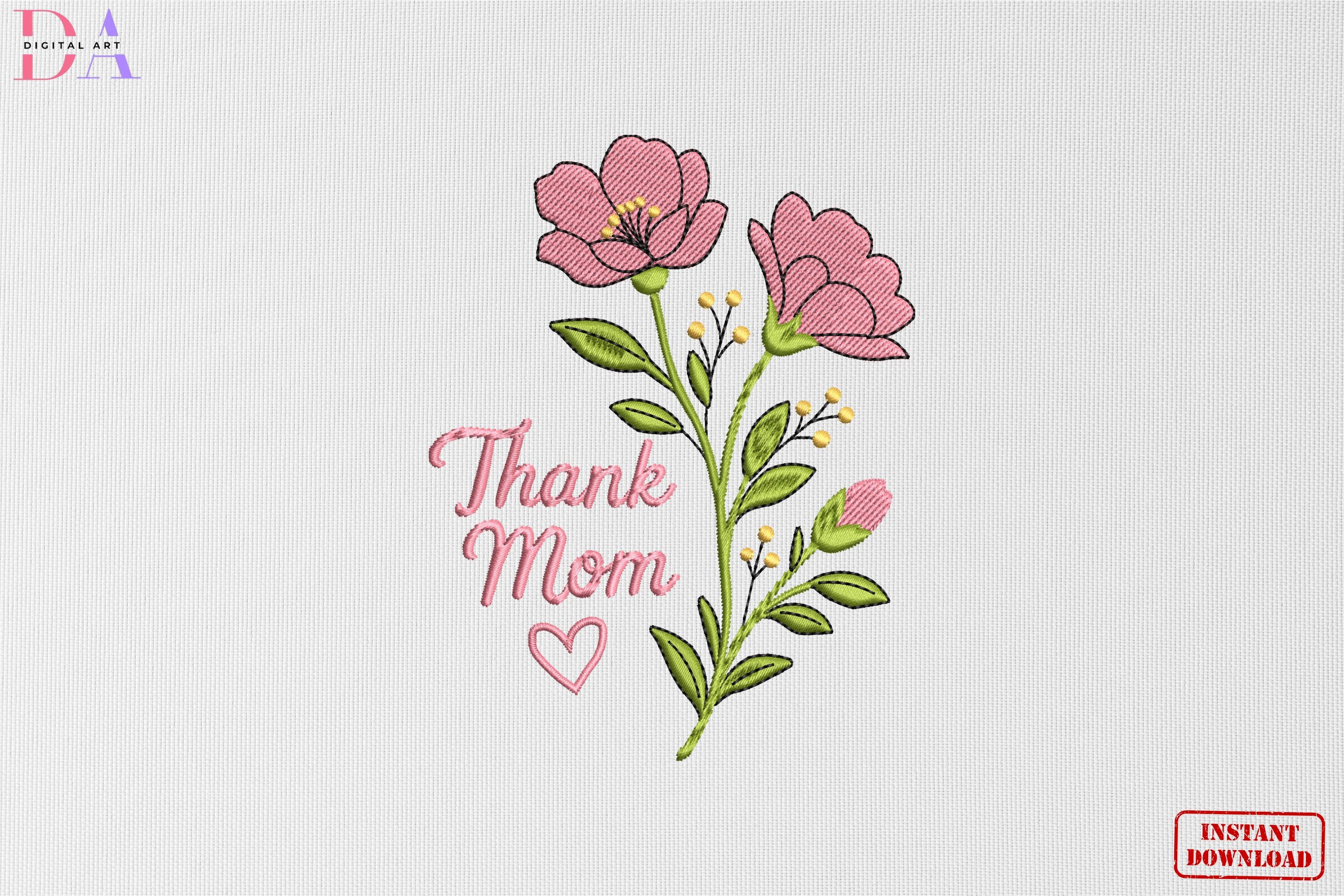 Thank Mom Floral Blossom Art