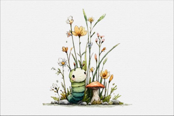 Whimsical Caterpillar PNG Clipart Graphic Illustrations By Sublimation Design