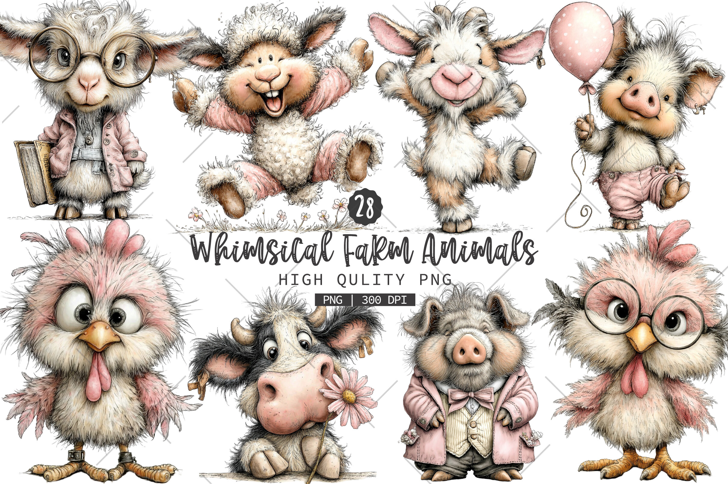 Whimsical Farm Animals PNG Clipart Graphic by RevolutionCraft ...