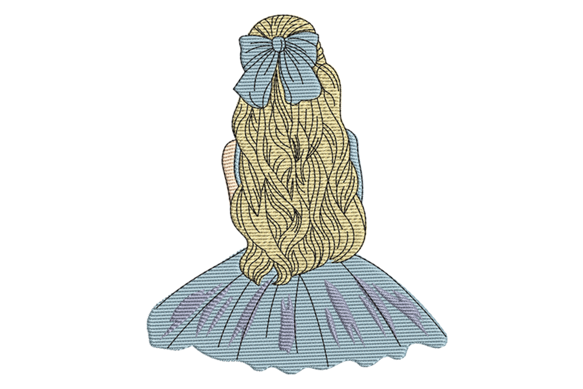 Back View Girl Embroidery Design