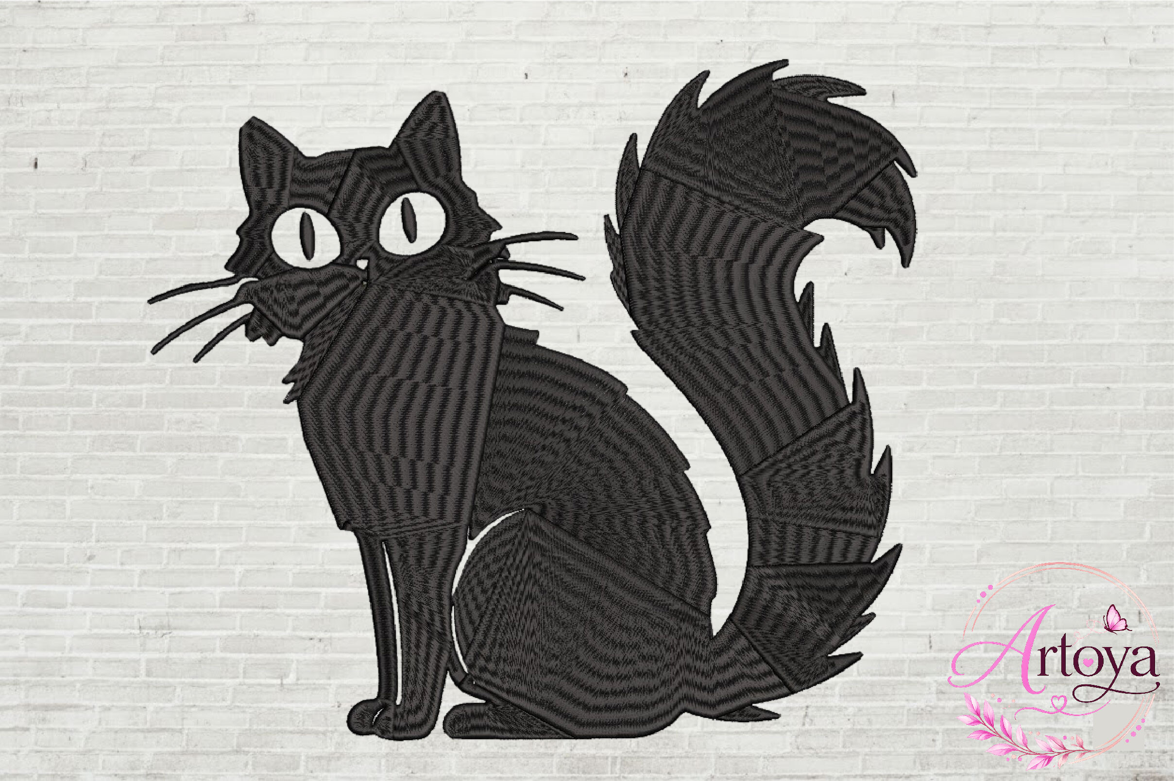 Black Cat Embroidery Design
