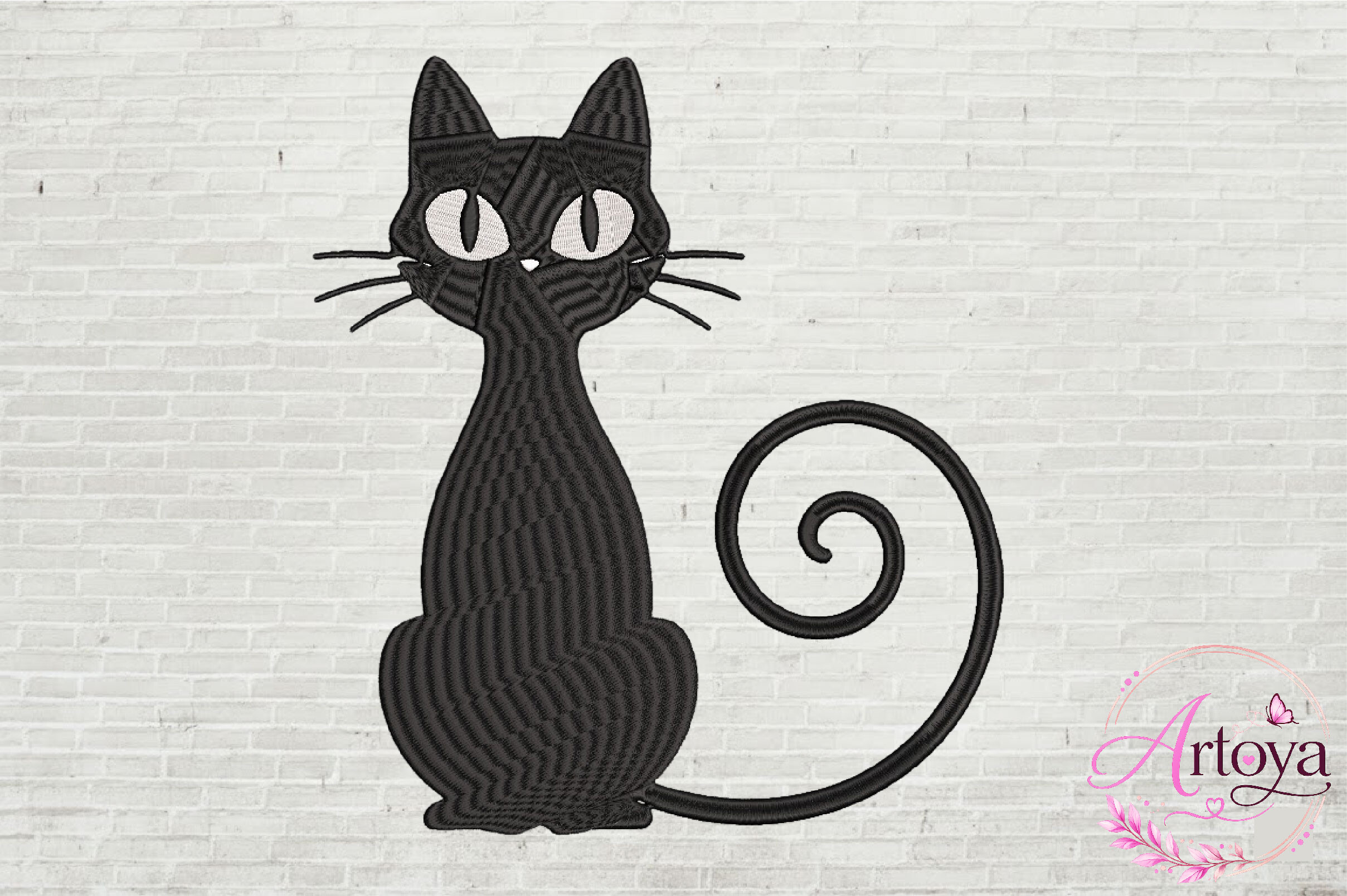 Black Cat Embroidery Design