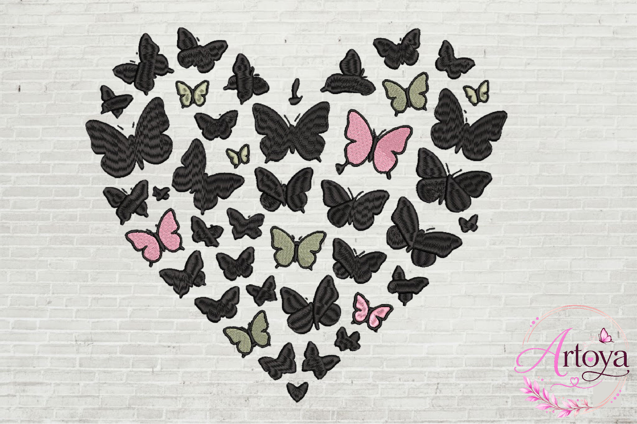 Butterfly Heart Embroidery Design