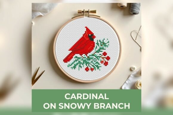 Cardinal on Snowy Branch Cross Stitch Pa