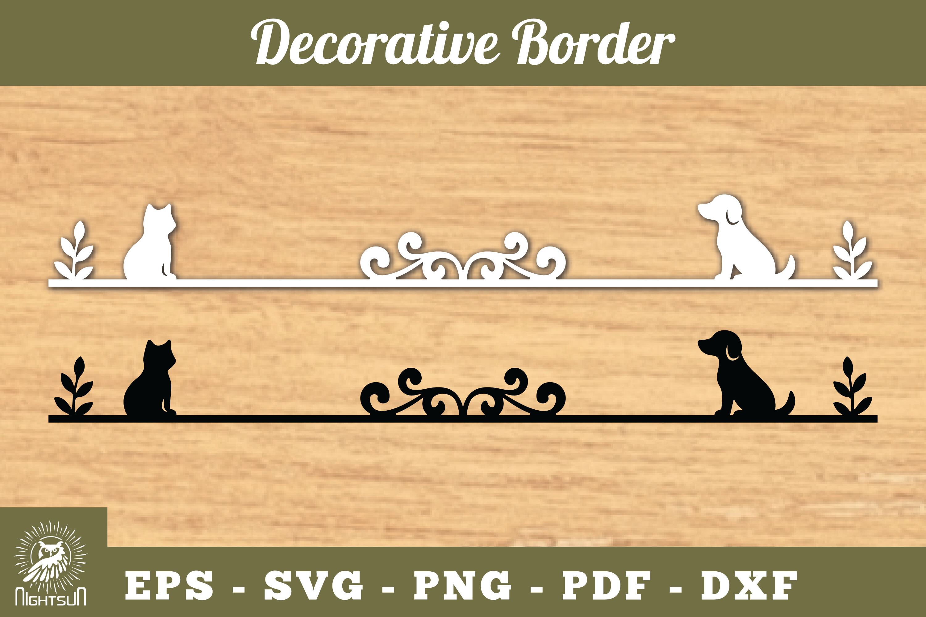 Cat and Dog Border SVG · Creative Fabrica
