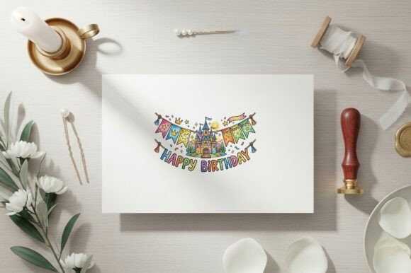 Colorful Birthday Banner with Castle