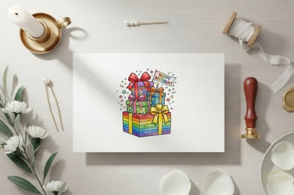 Colorful Stacked Birthday Gift Boxes