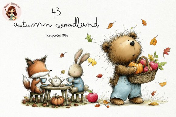 Cute Autumn Woodland PNG Clipart Graphic Illustrations By Nicolle's Colorful Art