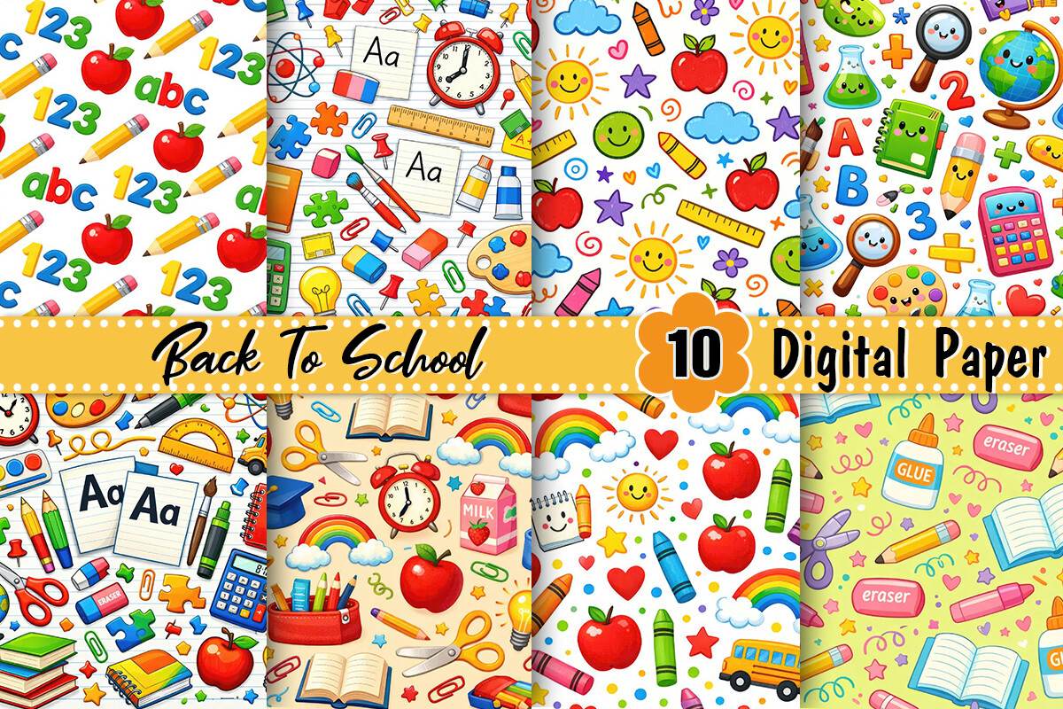 Cute Back to School Digital Paper