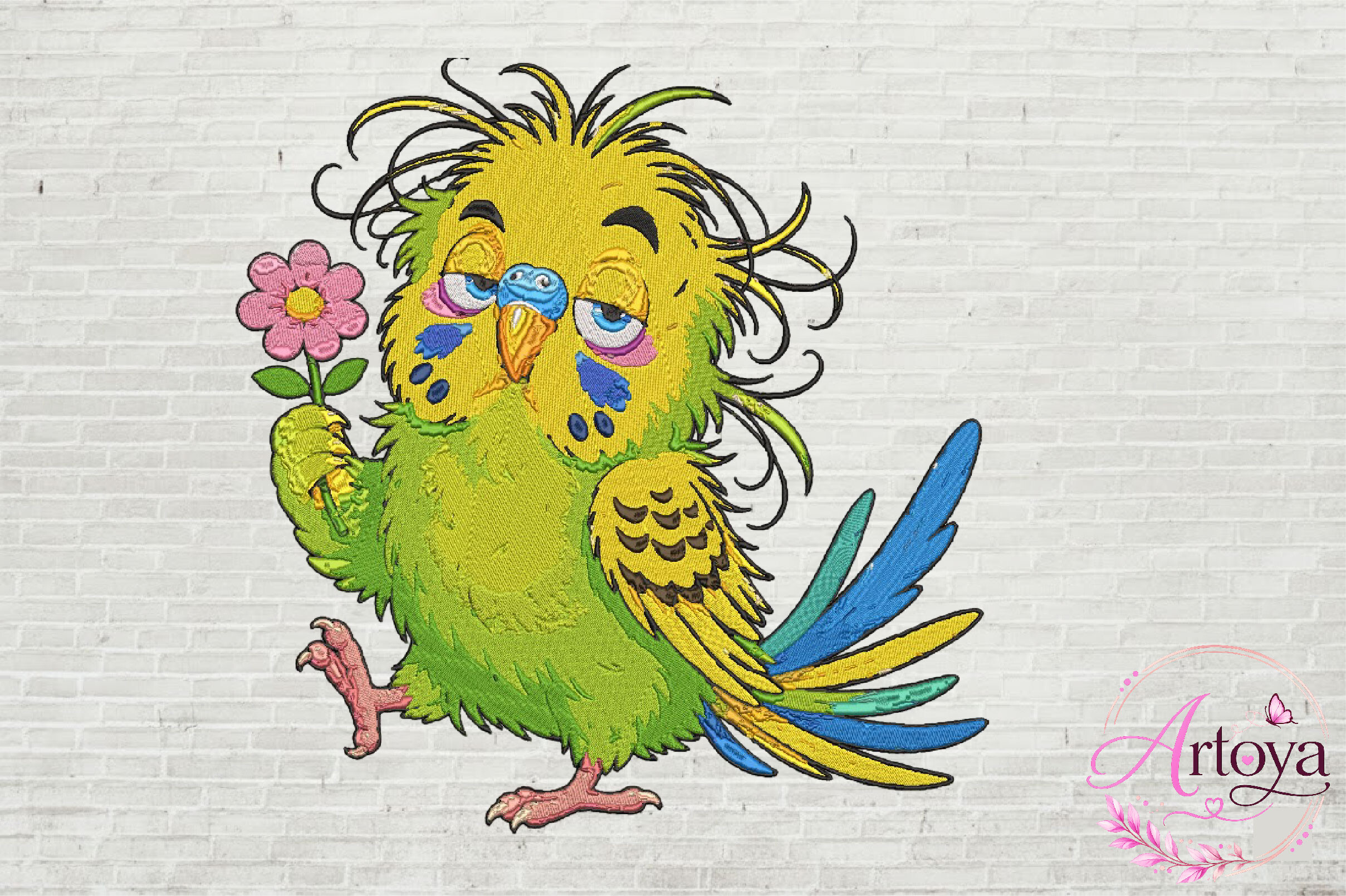 Cute Budgie Embroidery Design