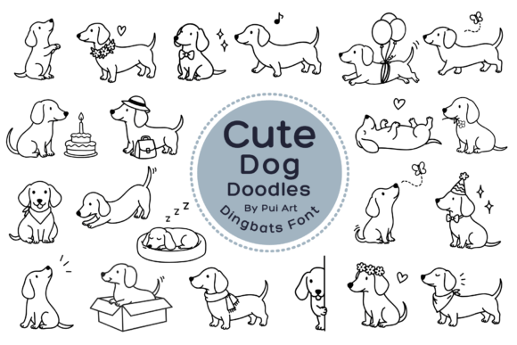 Cute Dog Doodle Polices Dingbats Police Par Pui Art