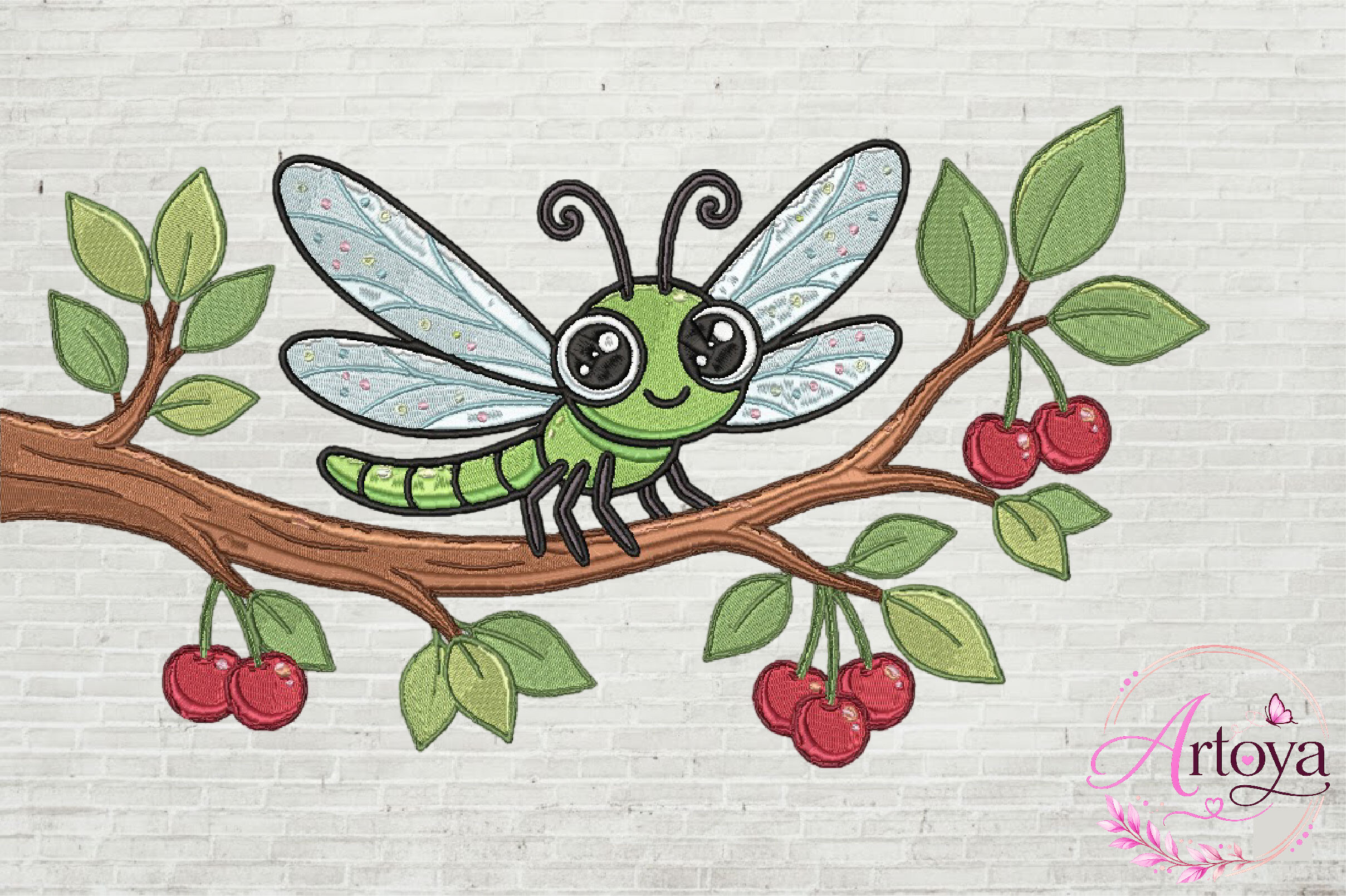 Cute Dragonfly Embroidery Design