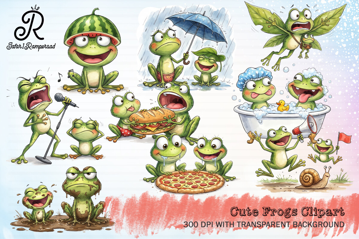 Cute Frogs Clipart Graphic by Jafar1Rampersad · Creative Fabrica