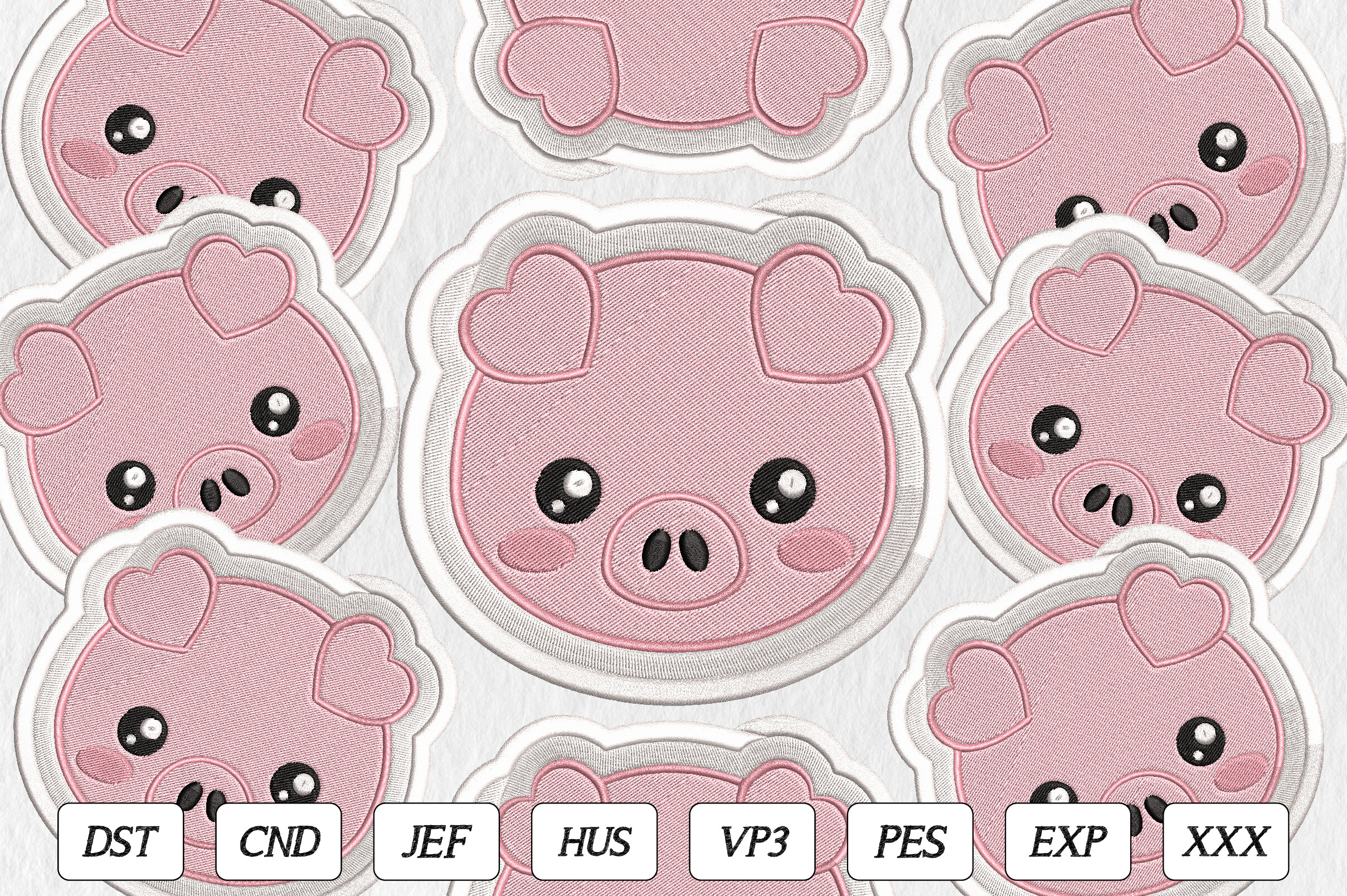 Cute Pig Embroidery Design