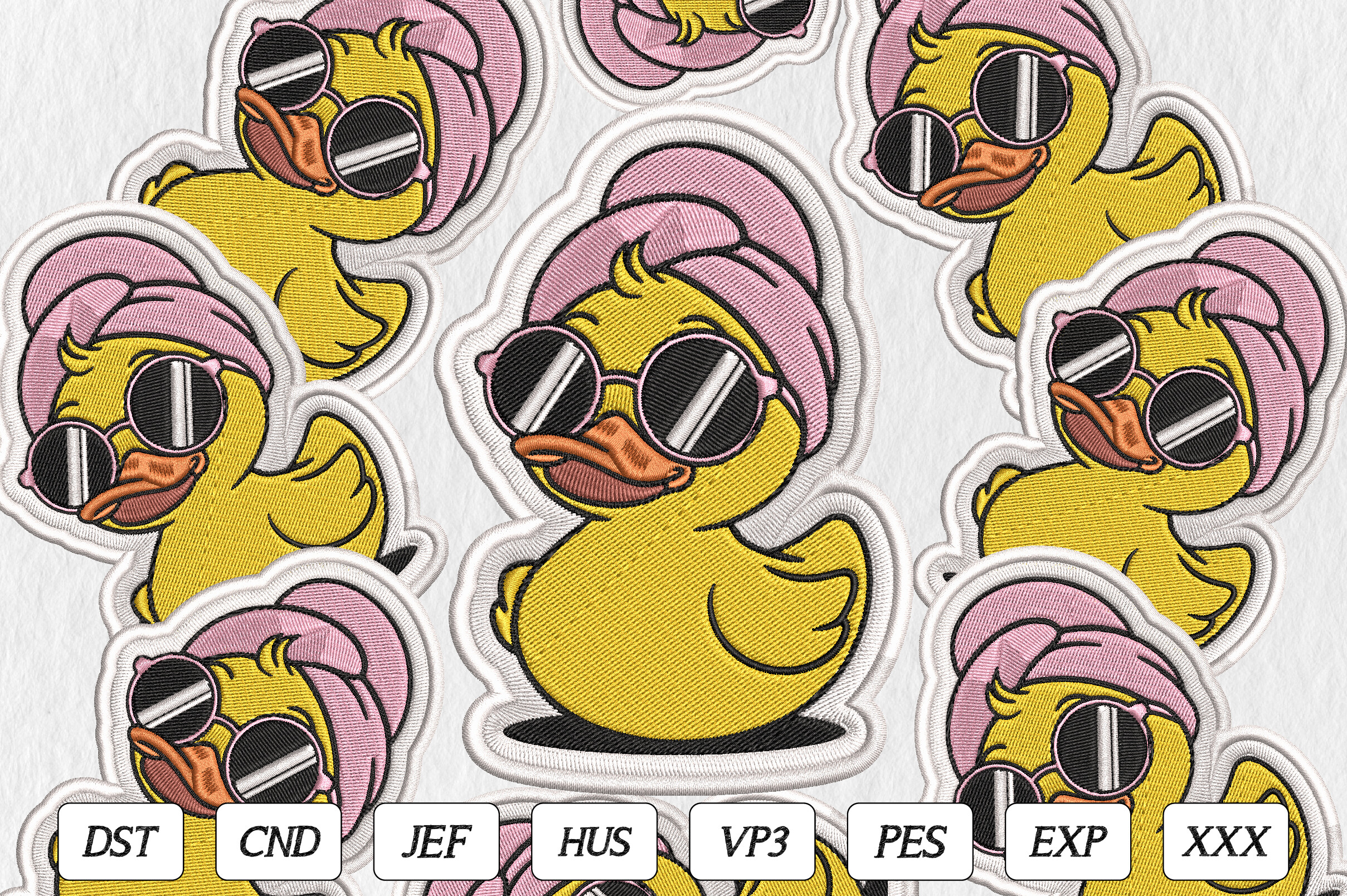 Cute Spa Duck Embroidery Design