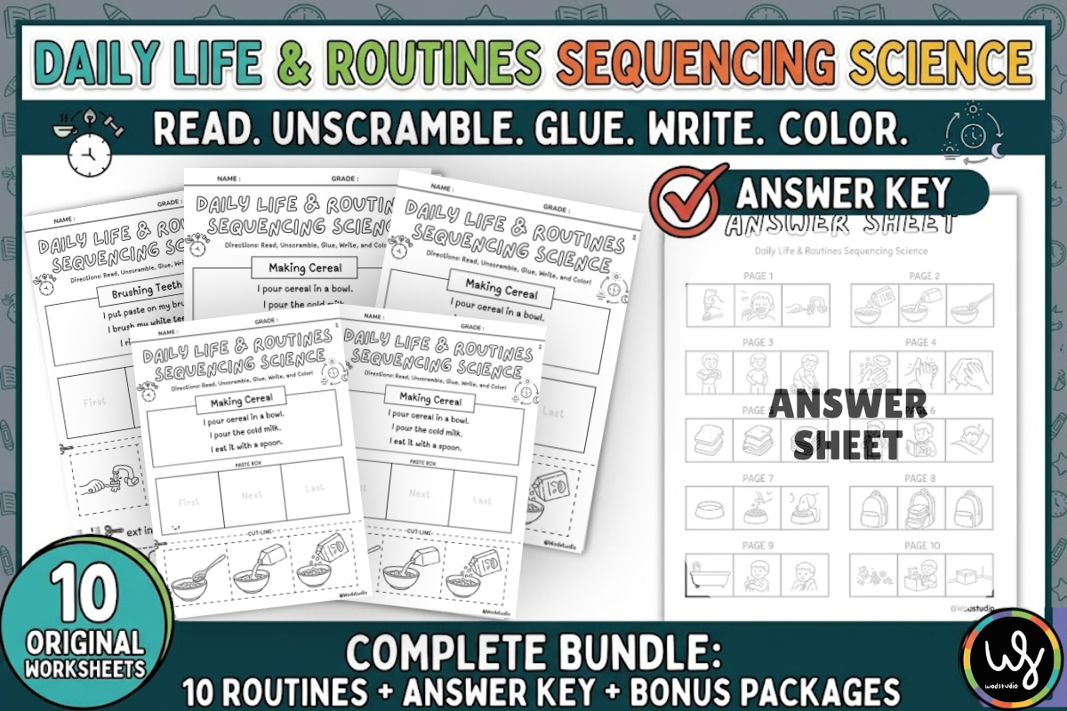 Sequencing Daily Routines Examples Daily Routines Sequencing Worksheets Graphic by wodstudio08 · Creative ...