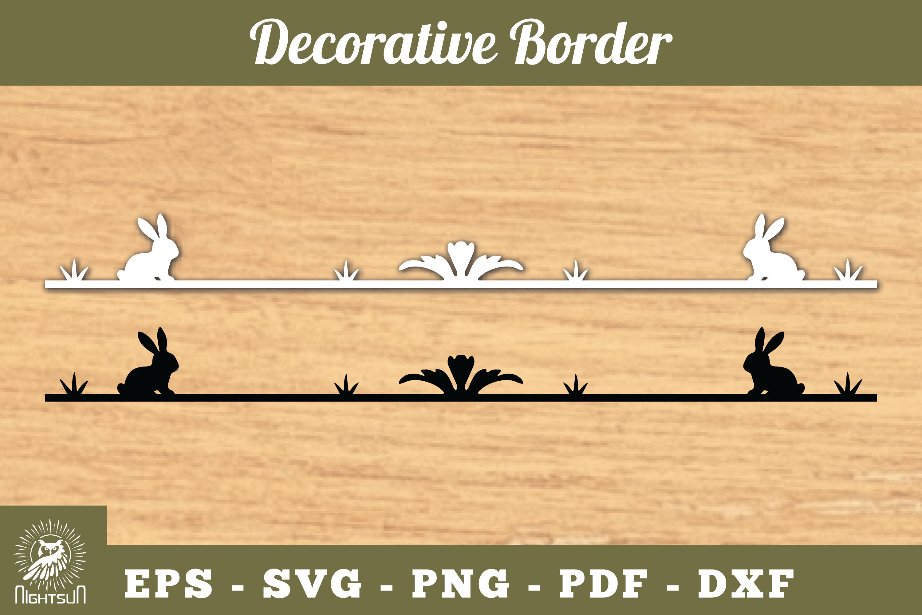 Border Rabbit Colourful Decorative Rabbit Border SVG · Creative Fabrica