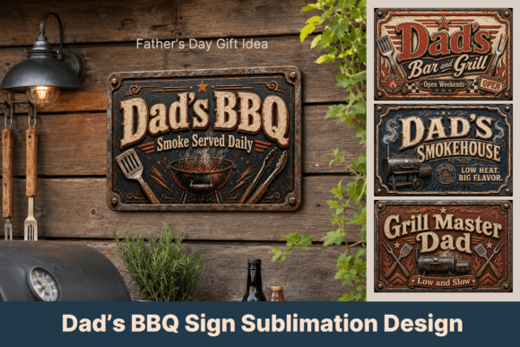 Fathers Day BBQ Signs PNG Sublimation